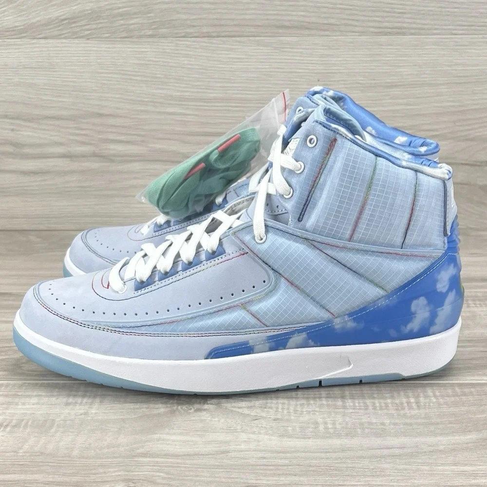 Nike Air Jordan 2 Retro J Balvin Shoes Blue White Mens Size 13 Sneakers.